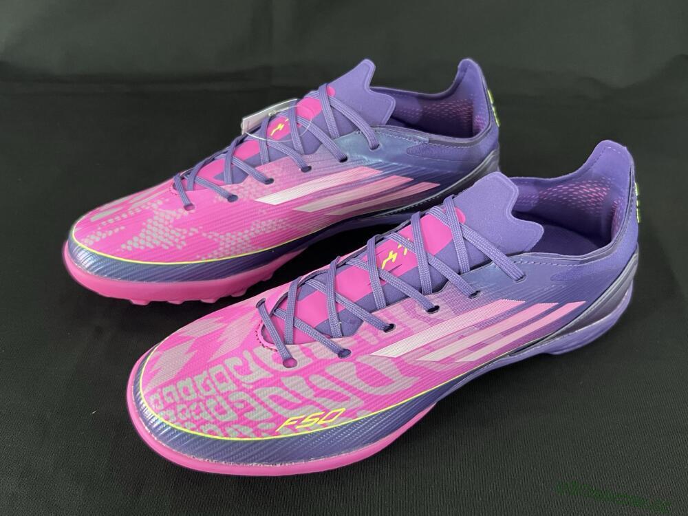 Unisex Adidas F50 Elite TF Artificial Turf Low-Tops Football Shoes - Pink/Purple/Yellow