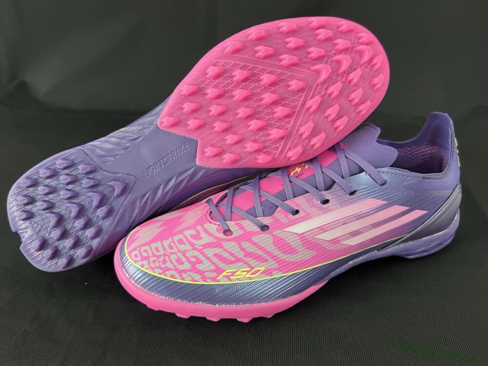 Unisex Adidas F50 Elite TF Artificial Turf Low-Tops Football Shoes - Pink/Purple/Yellow