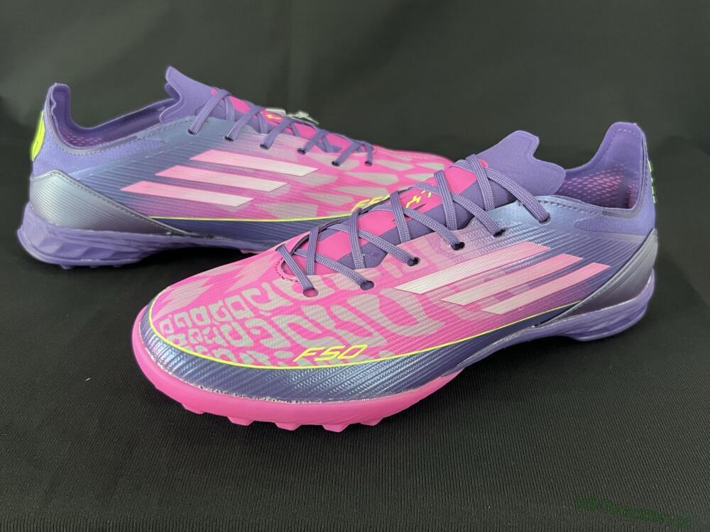 Unisex Adidas F50 Elite TF Artificial Turf Low-Tops Football Shoes - Pink/Purple/Yellow