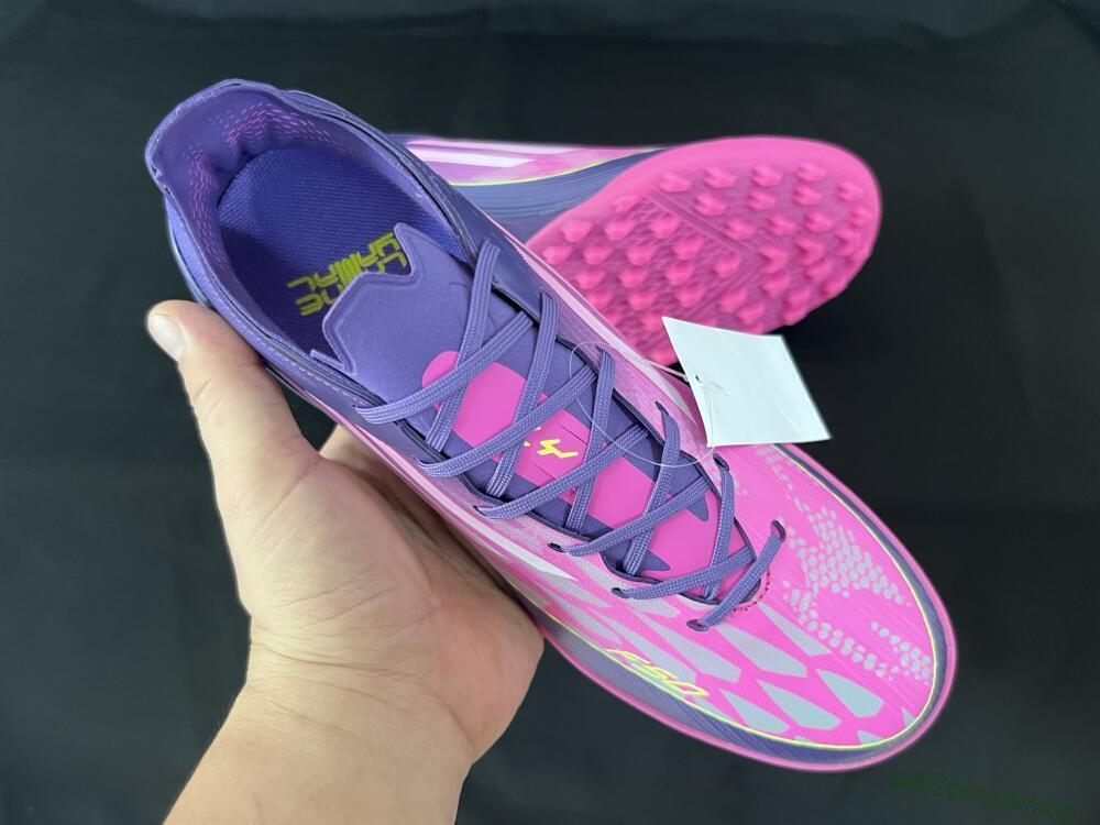 Unisex Adidas F50 Elite TF Artificial Turf Low-Tops Football Shoes - Pink/Purple/Yellow