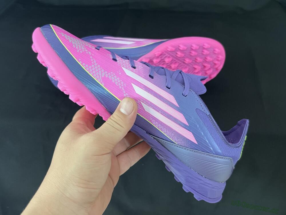 Unisex Adidas F50 Elite TF Artificial Turf Low-Tops Football Shoes - Pink/Purple/Yellow