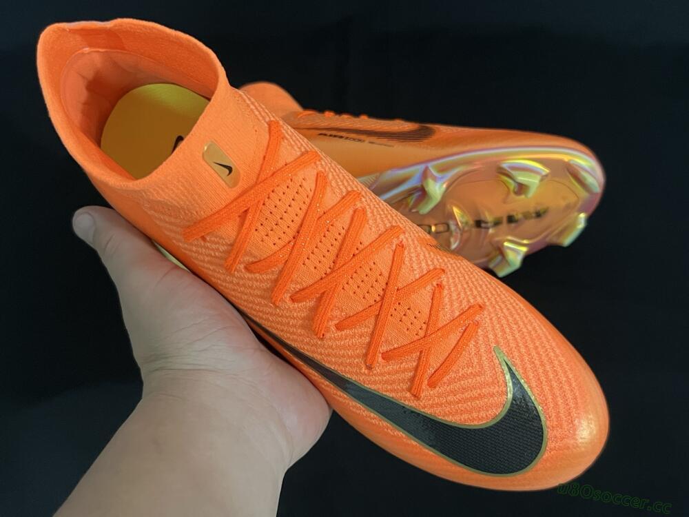 Unisex Nike Air Zoom Mercurial Superfly 10 Elite FG Firm Ground High-Tops Football Boots - Red/Black/Gold