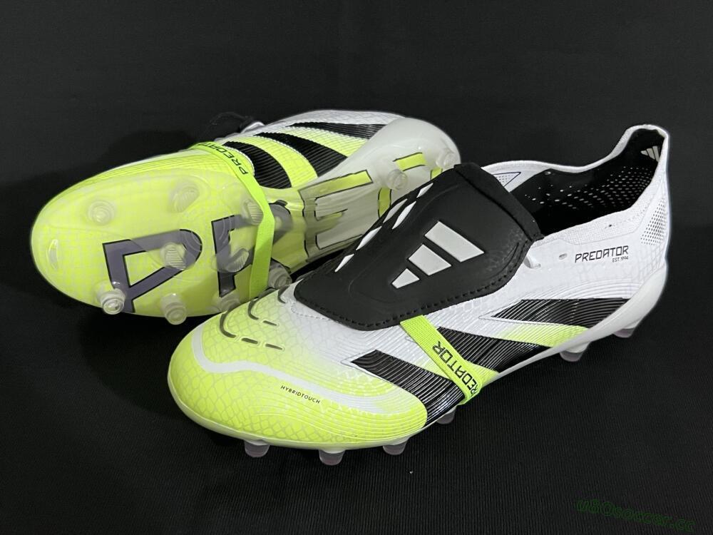 Men's Adidas Predator 25 Elite Foldover Tongue FG Firm Ground Low-Tops Football Boots - White/Black/Yellow