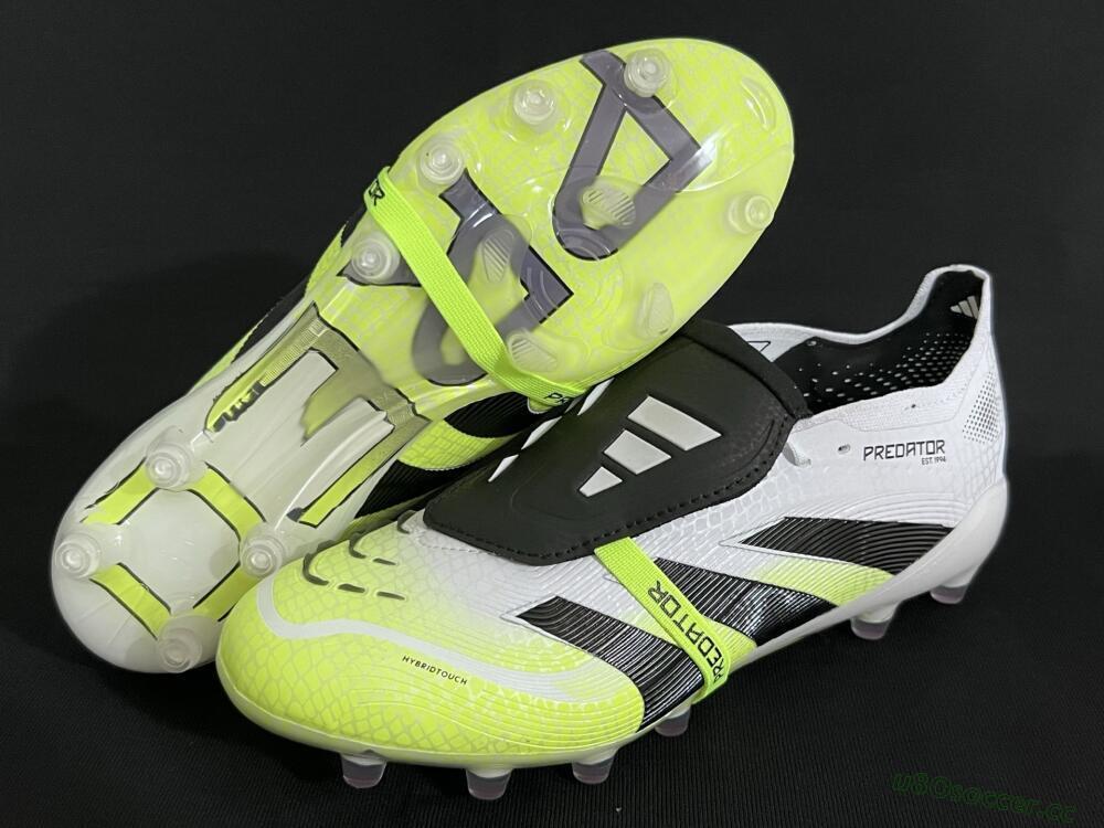 Men's Adidas Predator 25 Elite Foldover Tongue FG Firm Ground Low-Tops Football Boots - White/Black/Yellow