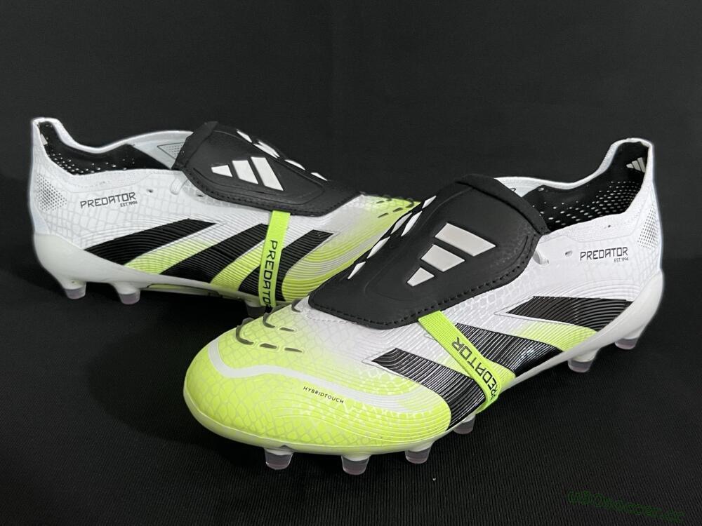 Men's Adidas Predator 25 Elite Foldover Tongue FG Firm Ground Low-Tops Football Boots - White/Black/Yellow