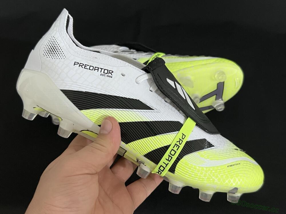 Men's Adidas Predator 25 Elite Foldover Tongue FG Firm Ground Low-Tops Football Boots - White/Black/Yellow