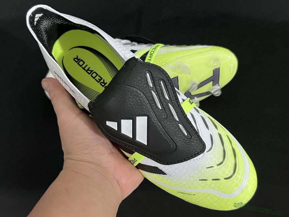 Men's Adidas Predator 25 Elite Foldover Tongue FG Firm Ground Low-Tops Football Boots - White/Black/Yellow