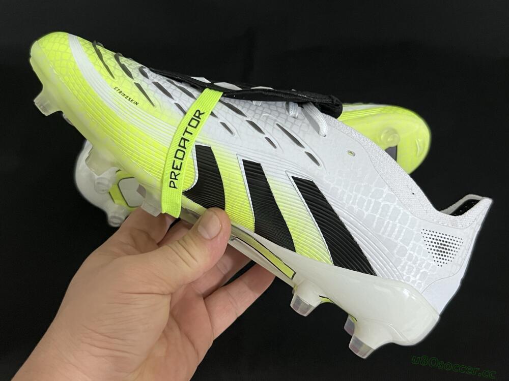 Men's Adidas Predator 25 Elite Foldover Tongue FG Firm Ground Low-Tops Football Boots - White/Black/Yellow