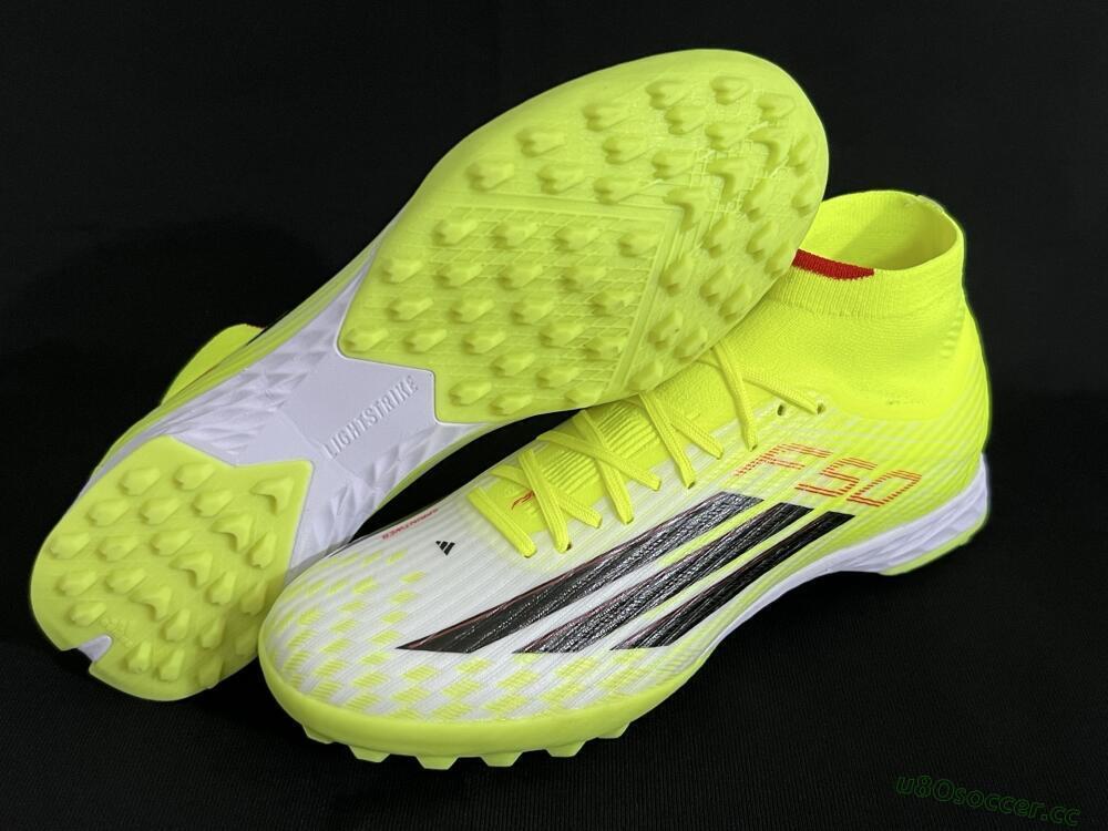 Men's Adidas F50 Elite Mid TF Artificial Turf High-Tops Football Shoes - Yellow/Black/Red
