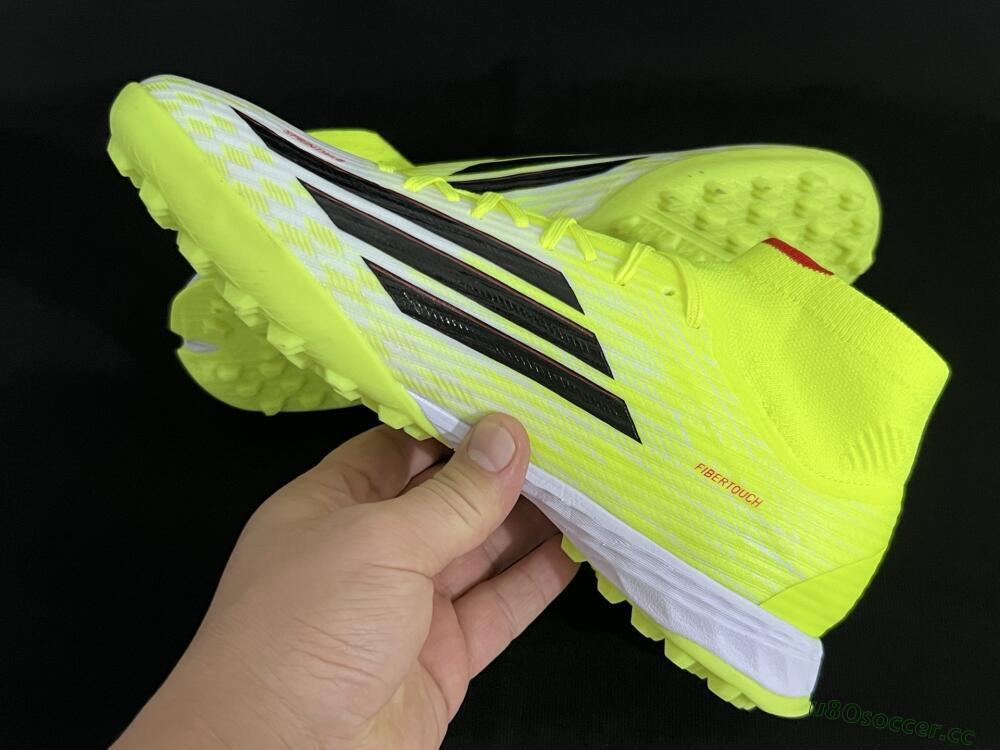 Men's Adidas F50 Elite Mid TF Artificial Turf High-Tops Football Shoes - Yellow/Black/Red