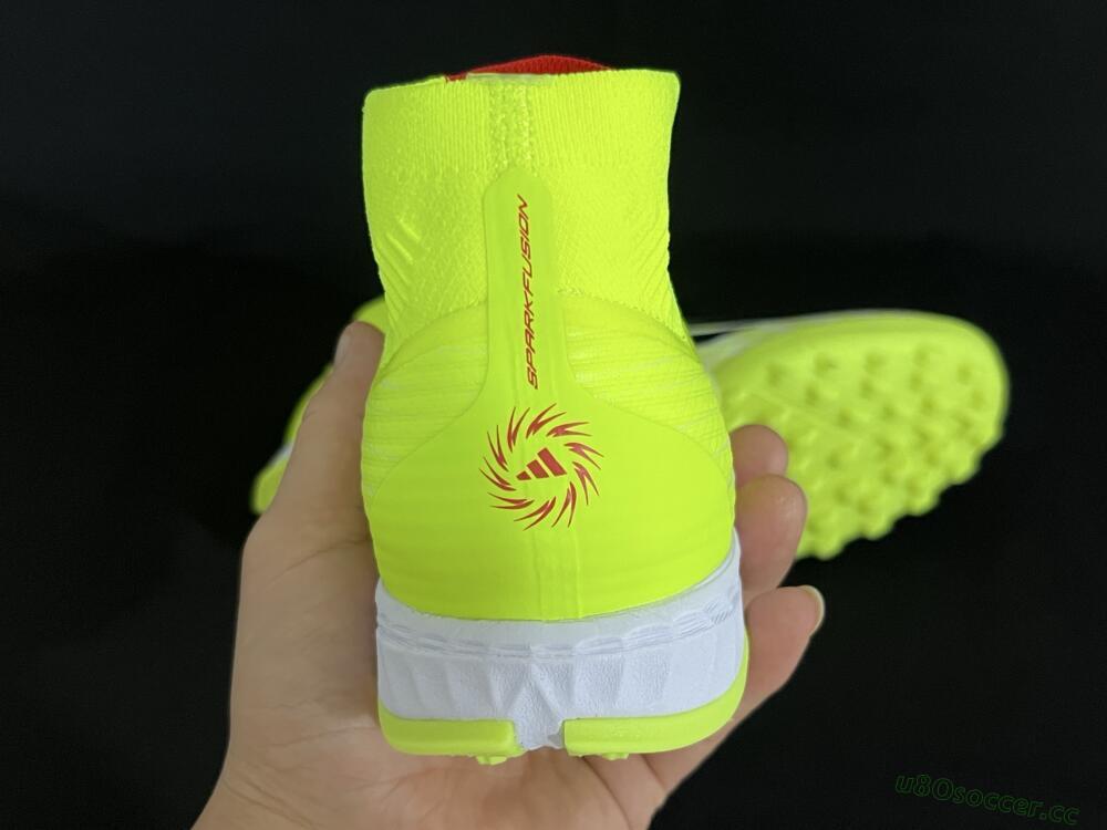 Men's Adidas F50 Elite Mid TF Artificial Turf High-Tops Football Shoes - Yellow/Black/Red