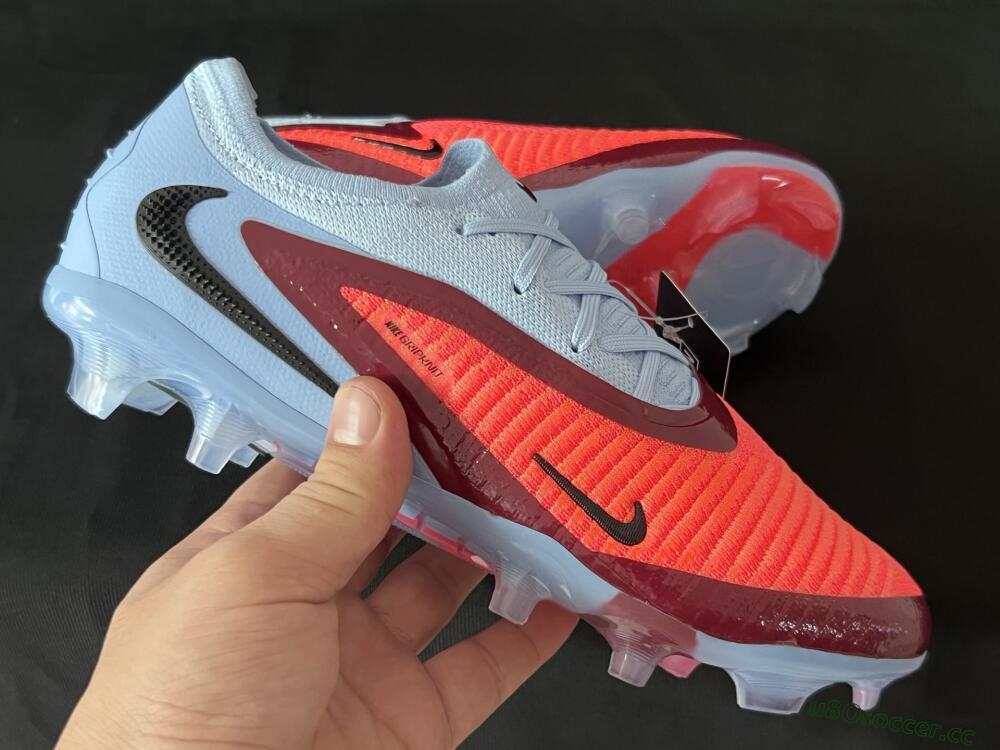 Unisex Nike Phantom 6 Elite Low FG Firm Ground Low-Tops Football Boots - Red/Jade/Black