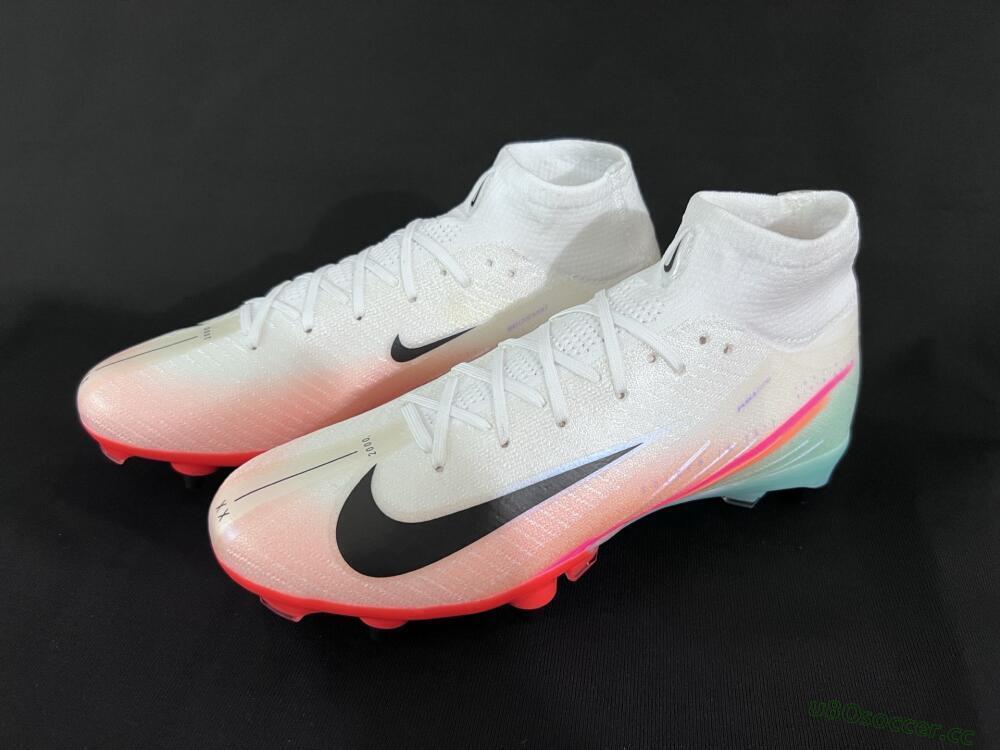 Men's Nike Air Zoom Mercurial Superfly 10 Elite SG Soft Ground High-Tops Football Boots - White/Jade/Pink