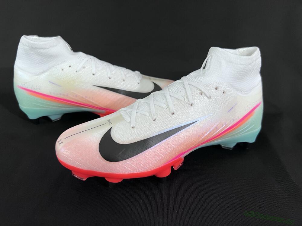 Men's Nike Air Zoom Mercurial Superfly 10 Elite SG Soft Ground High-Tops Football Boots - White/Jade/Pink