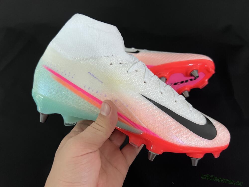 Men's Nike Air Zoom Mercurial Superfly 10 Elite SG Soft Ground High-Tops Football Boots - White/Jade/Pink