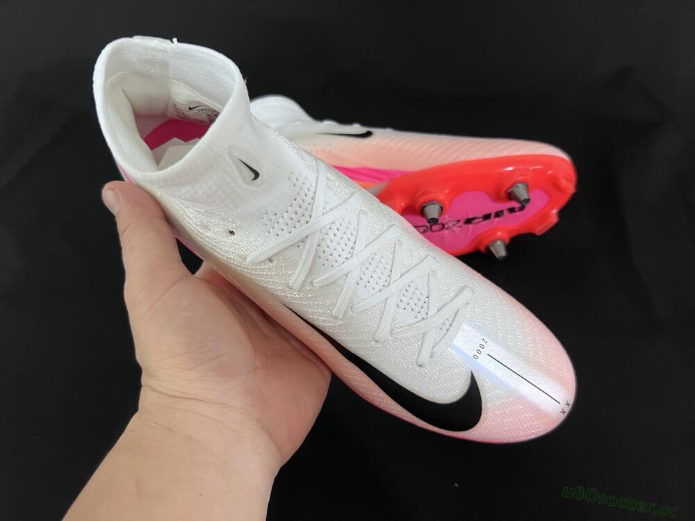 Men's Nike Air Zoom Mercurial Superfly 10 Elite SG Soft Ground High-Tops Football Boots - White/Jade/Pink