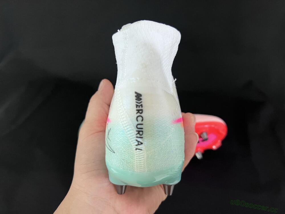 Men's Nike Air Zoom Mercurial Superfly 10 Elite SG Soft Ground High-Tops Football Boots - White/Jade/Pink