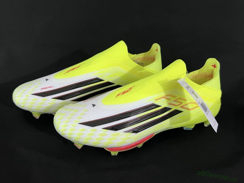 Men's Adidas F50+ Elite Lightstrike Pro Laceless FG Firm Ground Low-Tops Football Boots - Yellow/Black/Red
