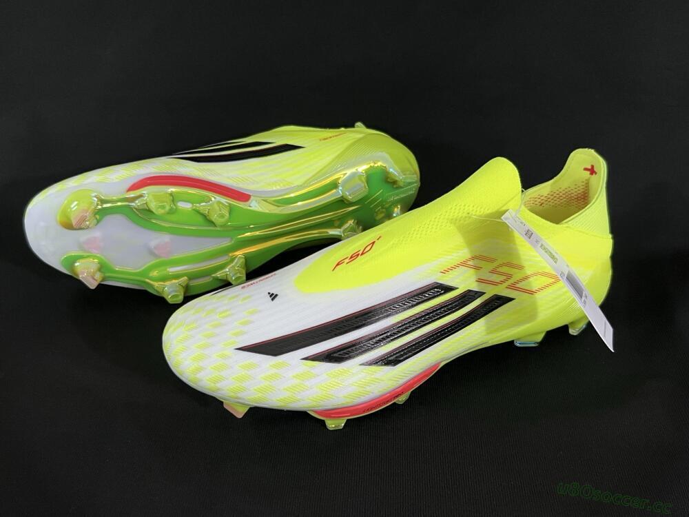 Men's Adidas F50+ Elite Lightstrike Pro Laceless FG Firm Ground Low-Tops Football Boots - Yellow/Black/Red