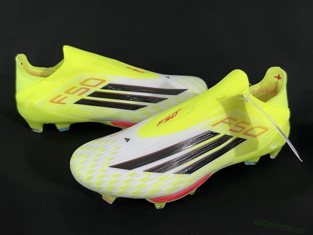 Men's Adidas F50+ Elite Lightstrike Pro Laceless FG Firm Ground Low-Tops Football Boots - Yellow/Black/Red