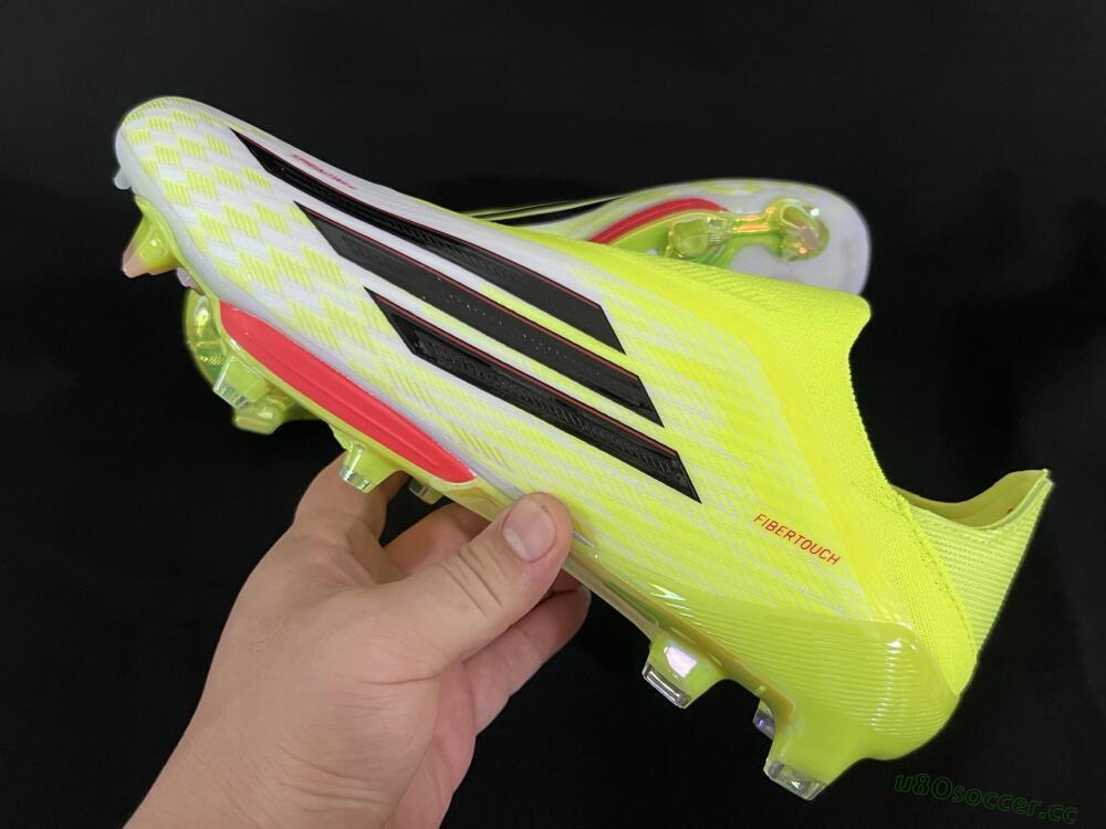 Men's Adidas F50+ Elite Lightstrike Pro Laceless FG Firm Ground Low-Tops Football Boots - Yellow/Black/Red