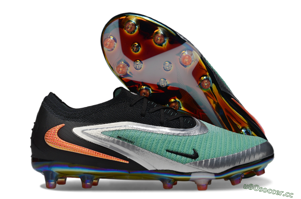 Unisex Nike Phantom 6 Low Elite AG Artificial Grass Low-Tops Football Boots - Jade/Black/Silver 2