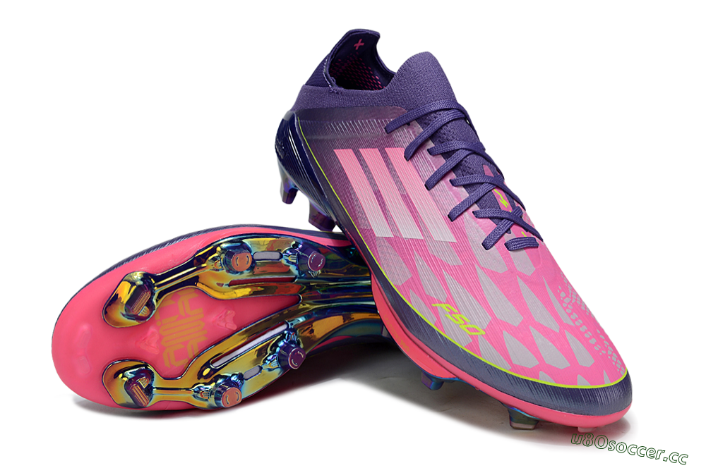 Unisex Adidas F50+ Elite Lightstrike Pro FG Firm Ground Low-Tops Football Boots - Pink/Purple/Yellow 3