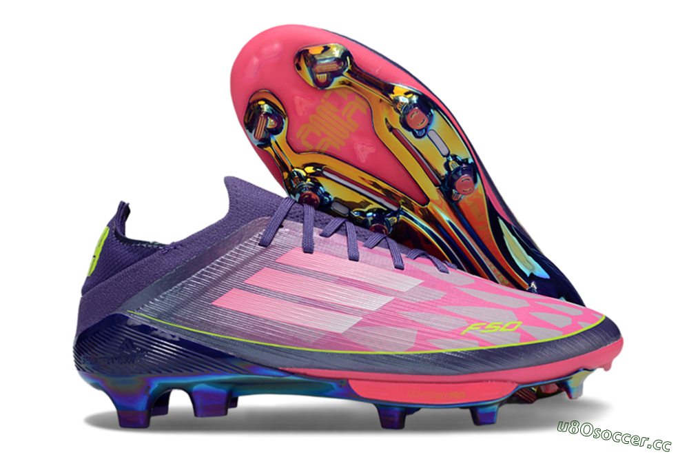 Unisex Adidas F50+ Elite Lightstrike Pro FG Firm Ground Low-Tops Football Boots - Pink/Purple/Yellow 2