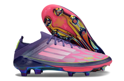 Unisex Adidas F50+ Elite Lightstrike Pro FG Firm Ground Low-Tops Football Boots - Pink/Purple/Yellow