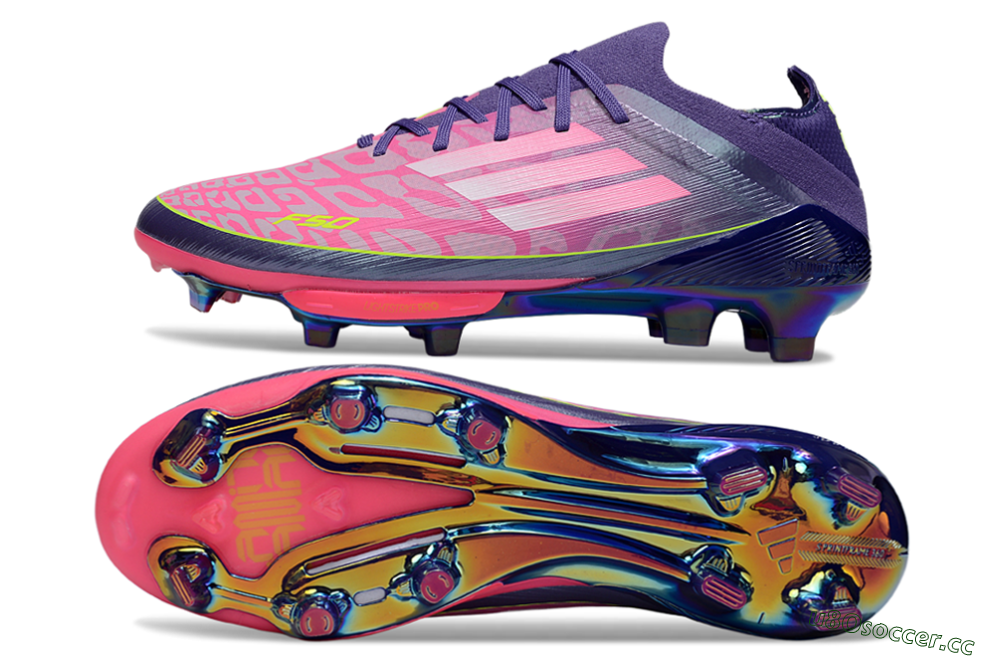 Unisex Adidas F50+ Elite Lightstrike Pro FG Firm Ground Low-Tops Football Boots - Pink/Purple/Yellow 1