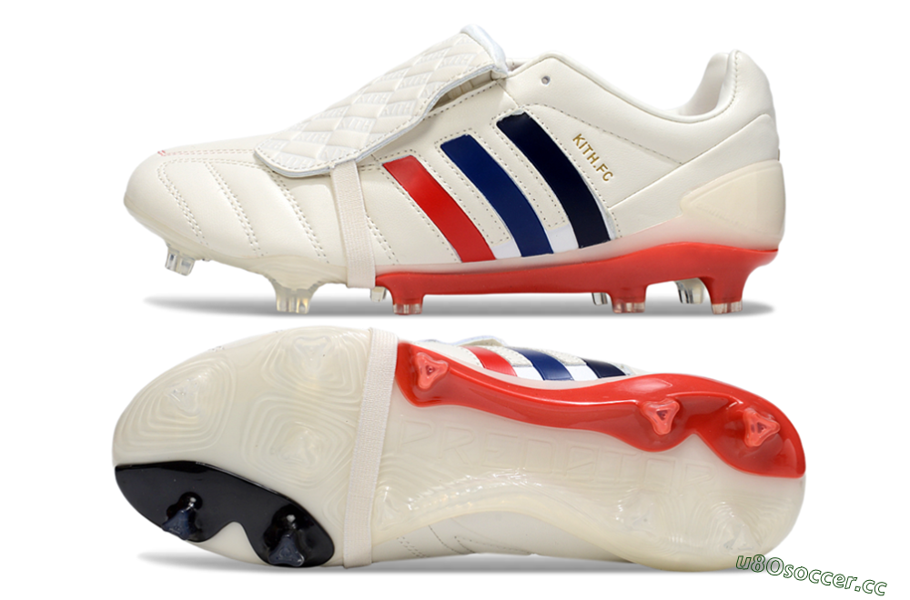 Men's Kith x Adidas Predator Mania Foldover Tongue FG Firm Ground Low-Tops Football Boots - White/Red/Black 1