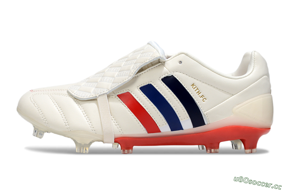 Men's Kith x Adidas Predator Mania Foldover Tongue FG Firm Ground Low-Tops Football Boots - White/Red/Black 0