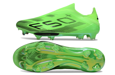 Men's Adidas F50+ Elite Lightstrike Pro Laceless FG Firm Ground Low-Tops Football Boots - Green/Black