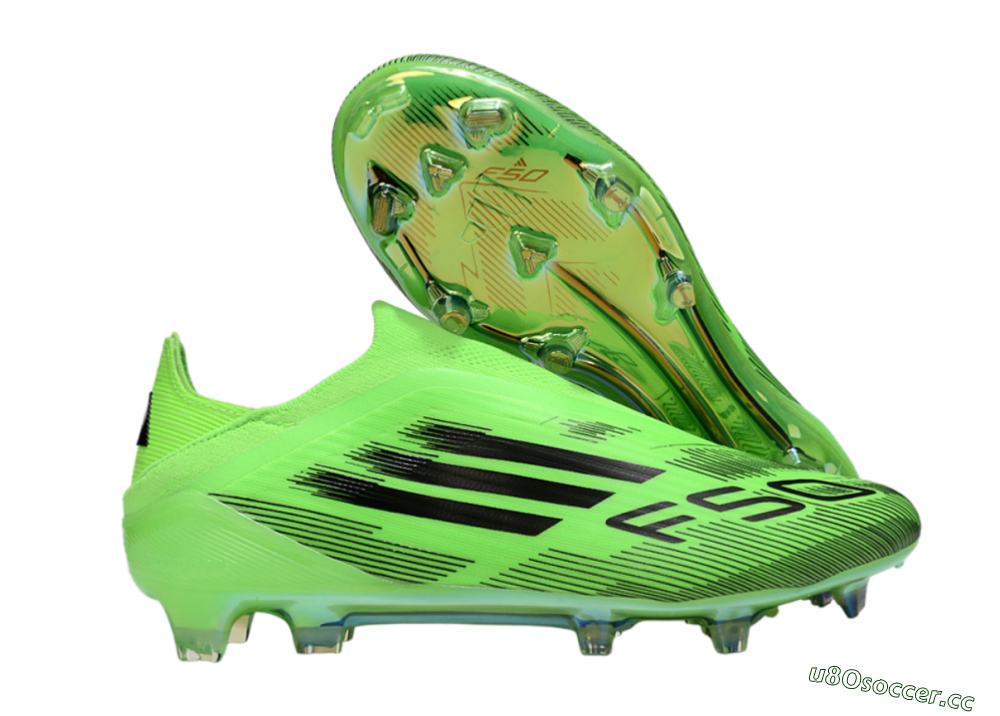 Men's Adidas F50 Elite Laceless FG Firm Ground Low-Tops Football Boots - Green/Black 2