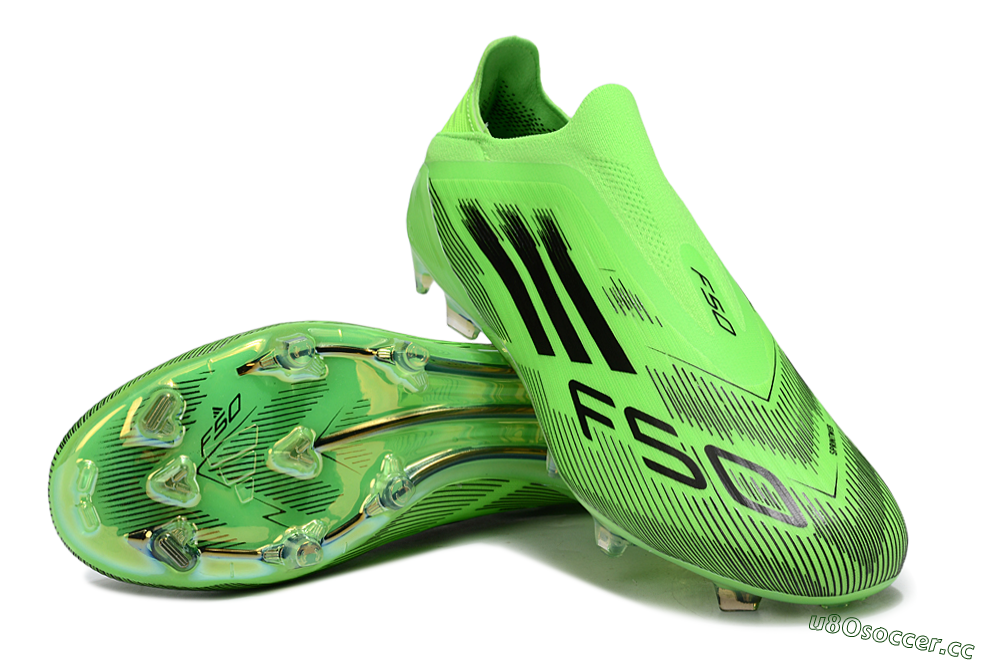 Men's Adidas F50 Elite Laceless FG Firm Ground Low-Tops Football Boots - Green/Black 3