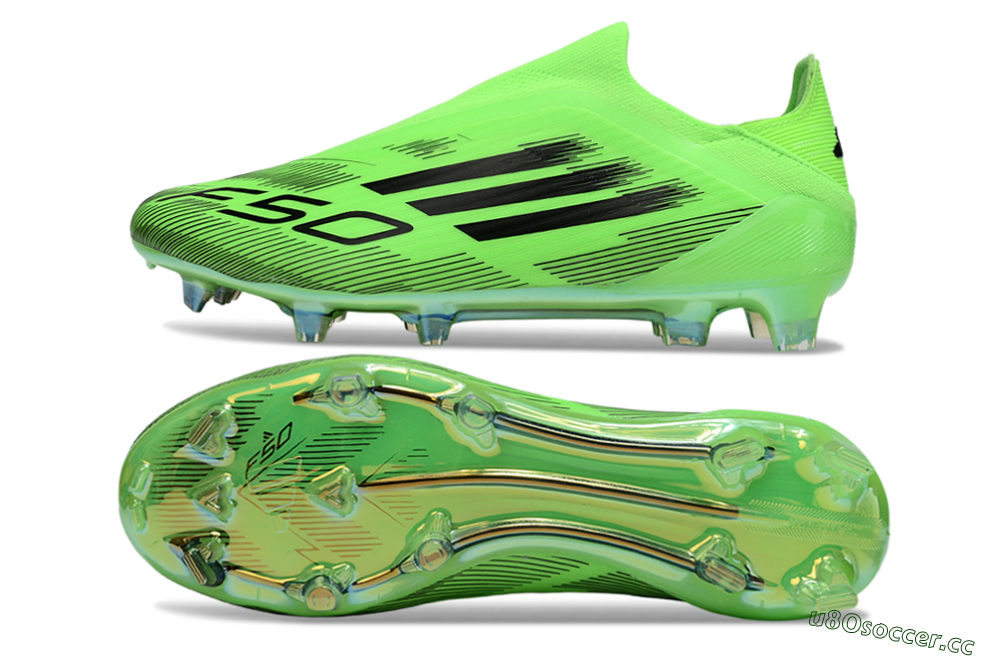 Men's Adidas F50 Elite Laceless FG Firm Ground Low-Tops Football Boots - Green/Black 1