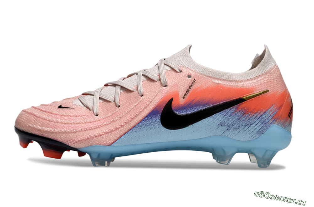 Men's Nike Phantom GX 2 Elite FG Firm Ground Low-Tops Football Boots - Pink/Red/Blue 0