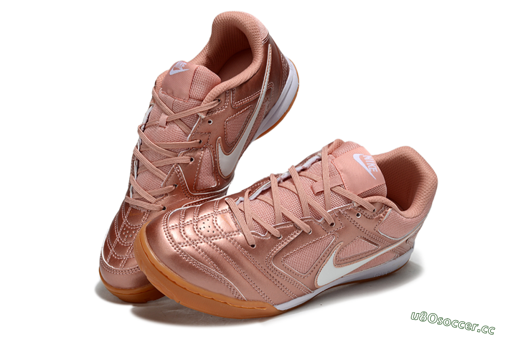 Men's Supreme x Nike SB Gato IC Indoor & Futsal Low-Tops Football Shoes - Gold/White/Brown 3