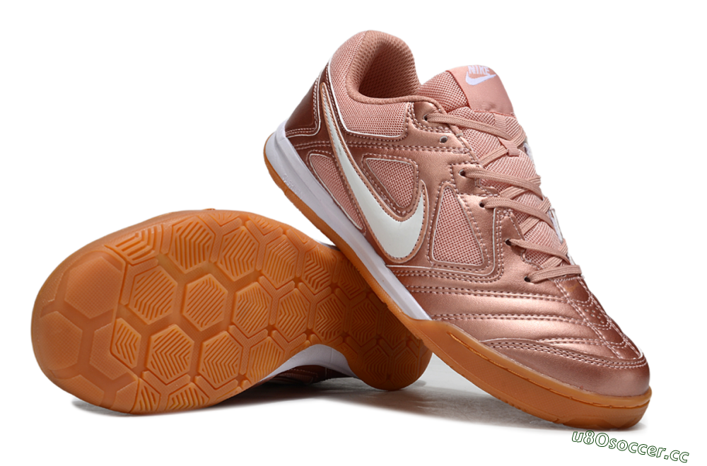 Men's Supreme x Nike SB Gato IC Indoor & Futsal Low-Tops Football Shoes - Gold/White/Brown 1