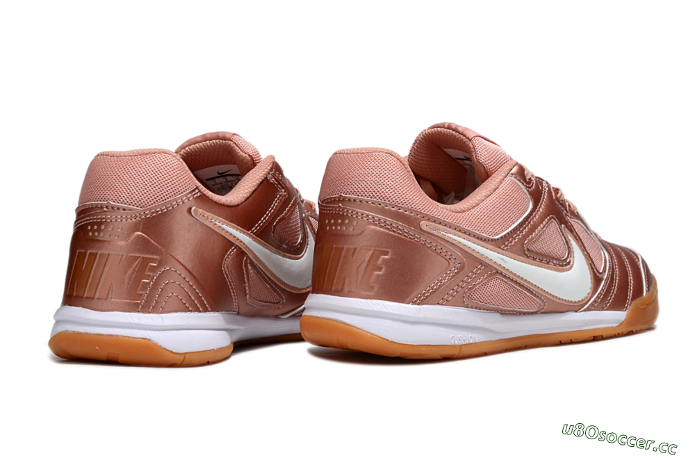 Men's Supreme x Nike SB Gato IC Indoor & Futsal Low-Tops Football Shoes - Gold/White/Brown 6