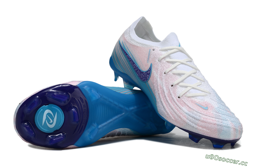 Men's Nike Phantom GX 2 Elite FG Firm Ground Low-Tops Football Boots - White/Pink/Blue 1