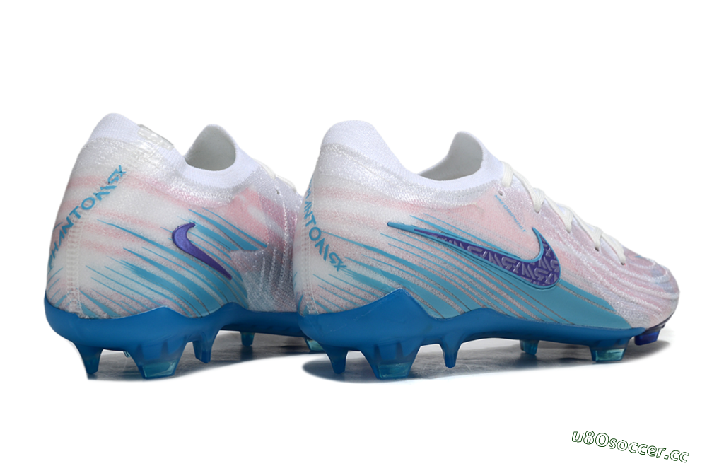 Men's Nike Phantom GX 2 Elite FG Firm Ground Low-Tops Football Boots - White/Pink/Blue 6