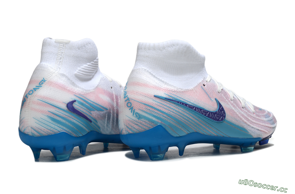 Men's Nike Phantom Luna Elite FG Firm Ground High-Tops Football Boots - Pink/White/Blue 6