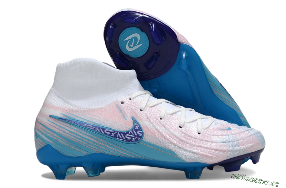 Men's Nike Phantom Luna Elite FG Firm Ground High-Tops Football Boots - Pink/White/Blue 2