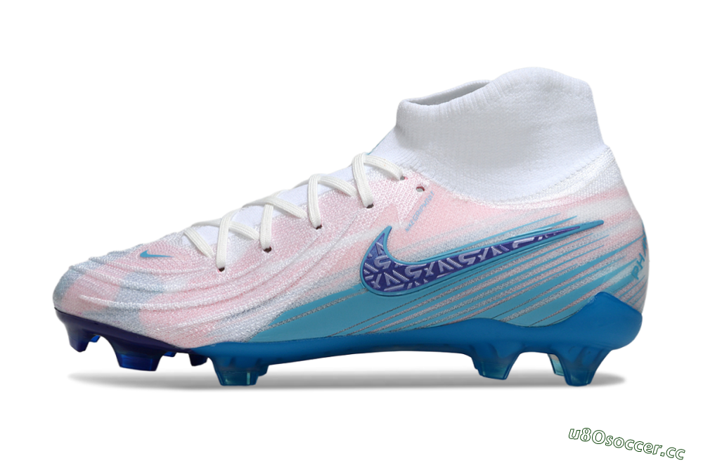 Men's Nike Phantom Luna Elite FG Firm Ground High-Tops Football Boots - Pink/White/Blue 0