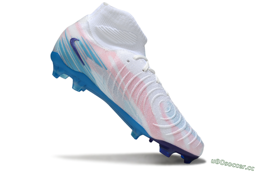 Men's Nike Phantom Luna Elite FG Firm Ground High-Tops Football Boots - Pink/White/Blue 4