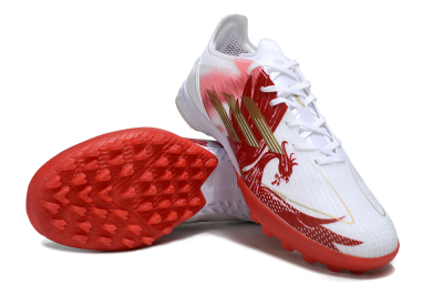 Men's Adidas F50 Pro TF Artificial Turf Low-Tops Football Shoes - White/Red/Gold