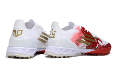 Men's Adidas F50 Pro TF Artificial Turf Low-Tops Football Shoes - White/Red/Gold