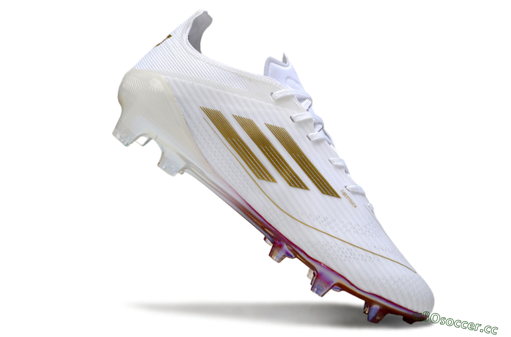 Men's Adidas F50 Pro FG Firm Ground Low-Tops Football Boots - White/Red/Gold 4
