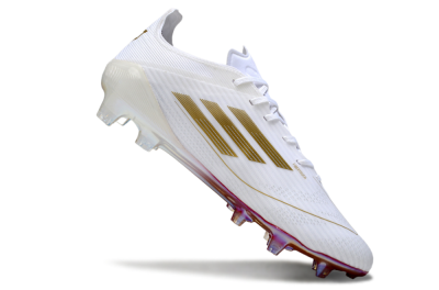 Men's Adidas F50 Pro FG Firm Ground Low-Tops Football Boots - White/Red/Gold